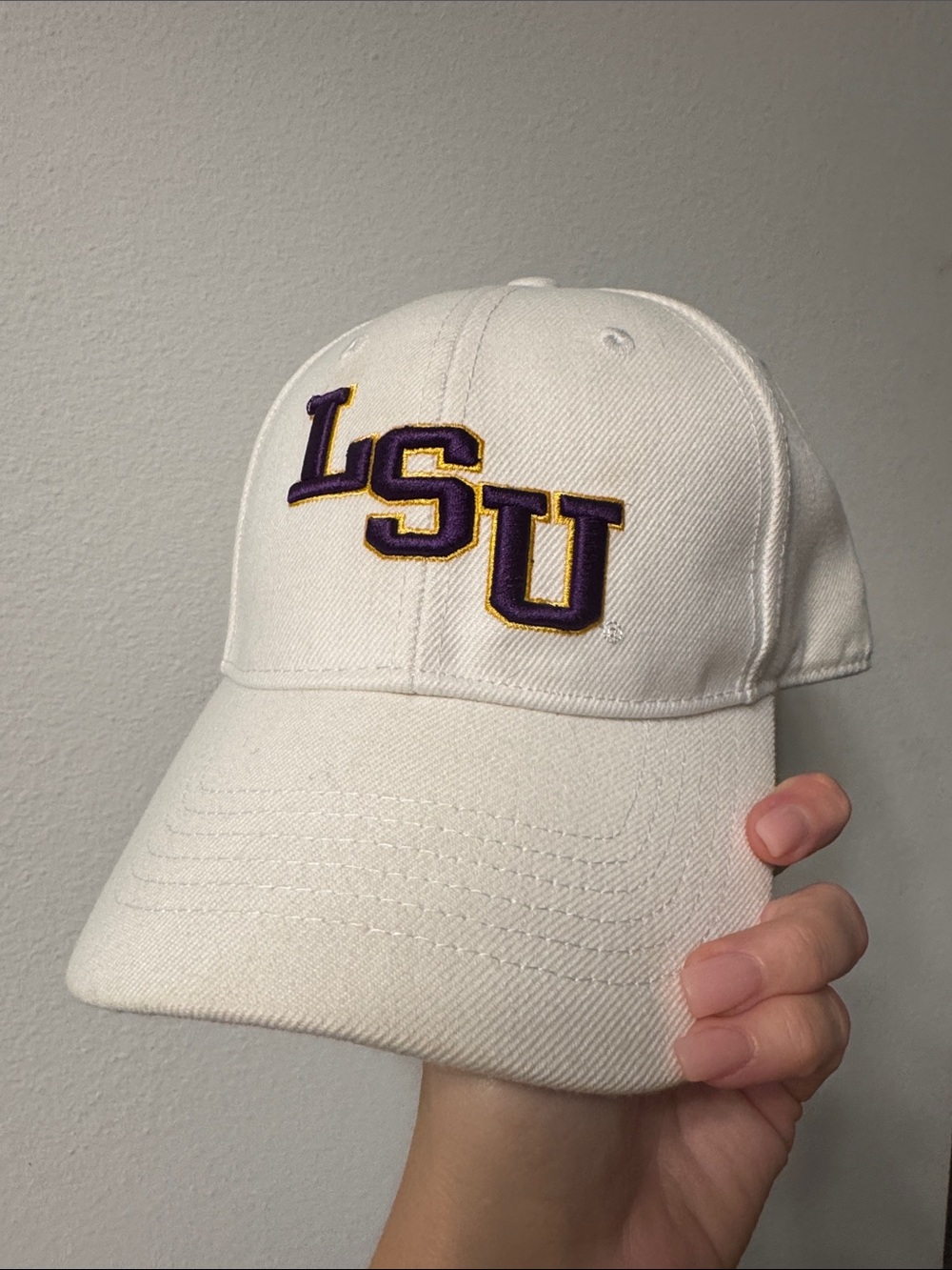 Men’s LSU Embroidered White Baseball Cap - Collegiate Hat